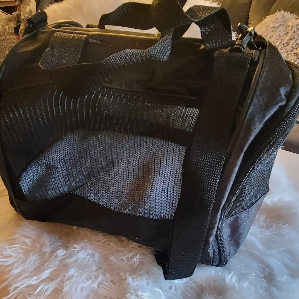 Small Black Mesh/Canvas Pet Carrier Tote